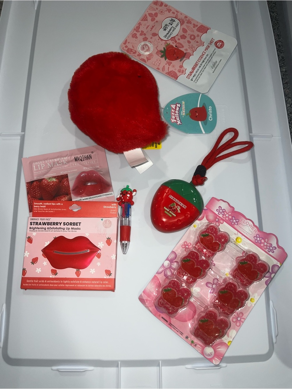 NWOT Strawberry Red Aesthetic Gift Bundle | Squishmallows Fuzzamallows Christo - Picture 4 of 4